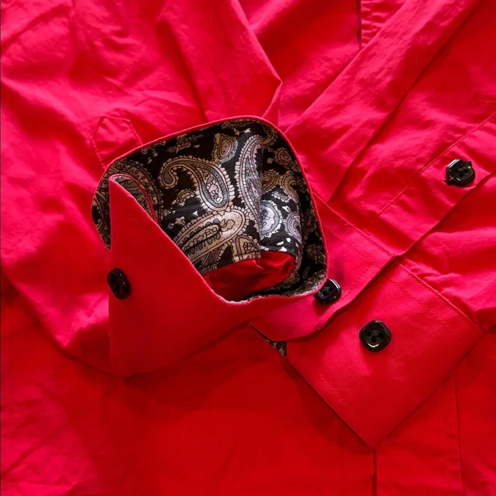 Coofandy Mens XL Red Long Sleeve Button Down Shirt